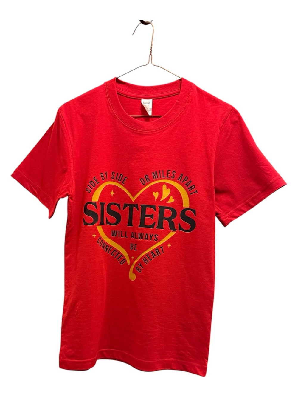 2- Sisters Heart Graphic Tee - Bright Red - Picture 2 of 4